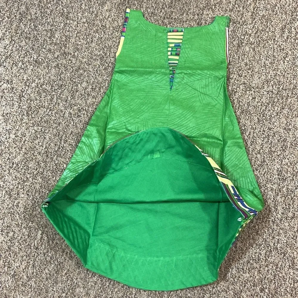 Handmade New Vibrant Green Sleeveless Dress Kids Size Approximately 5-6